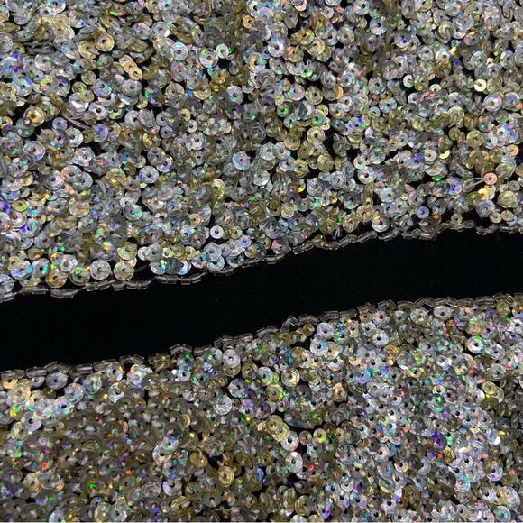 Basix II Brand Silver and Gold Sequin Silk Mini Dress Size 2 - Picture 10 of 13